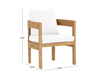 Ensemble de salle à manger d'extérieur Santino® 7 pièces 74 pouces - Tissu blanc et cadre en teck