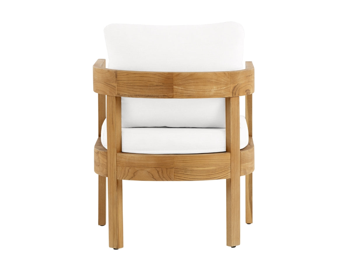 Ensemble de salle à manger d'extérieur Santino® 7 pièces 74 pouces - Tissu blanc et cadre en teck