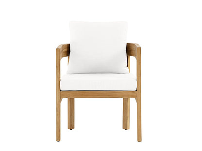 Ensemble de salle à manger d'extérieur Santino® 7 pièces 74 pouces - Tissu blanc et cadre en teck