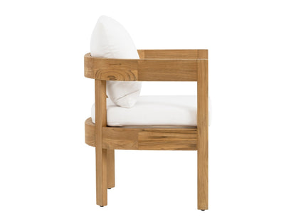 Ensemble de salle à manger d'extérieur Santino® 7 pièces 74 pouces - Tissu blanc et cadre en teck