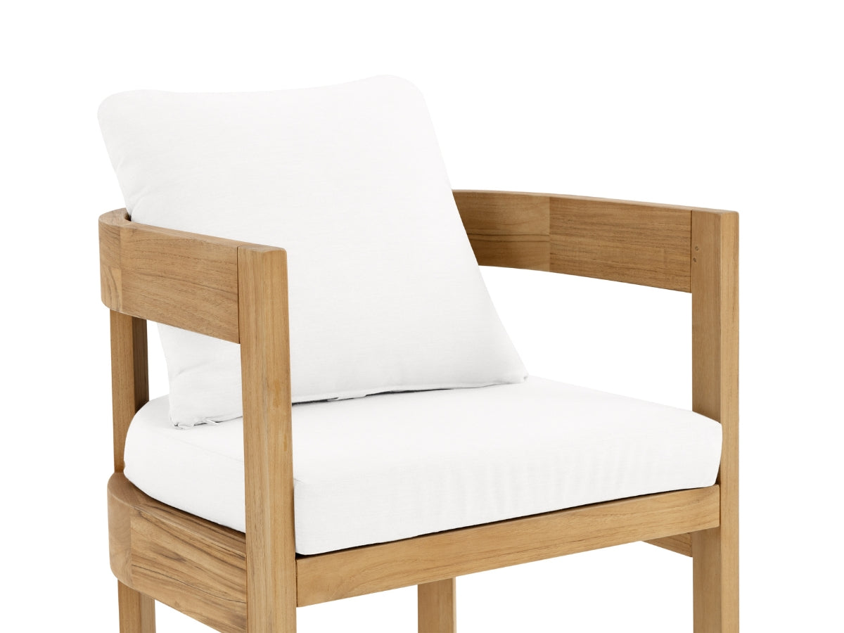 Ensemble de salle à manger d'extérieur Santino® 7 pièces 74 pouces - Tissu blanc et cadre en teck