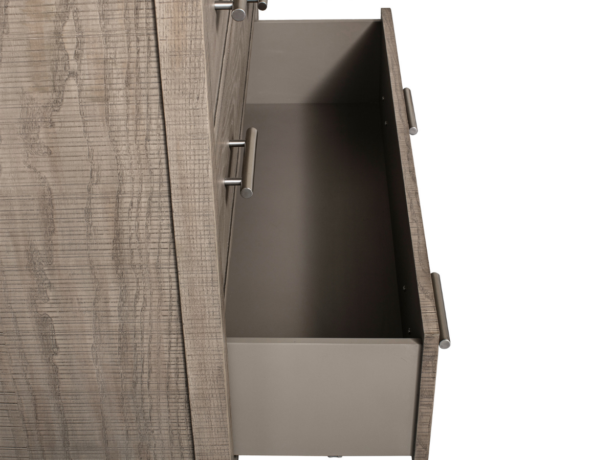 Commode Bacara Modern Classic en bois brossé à 5 tiroirs, 107 cm (42 po) - Gris