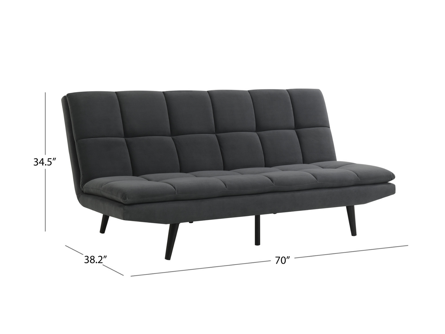 Canapé convertible Jaden en tissu - Gris foncé