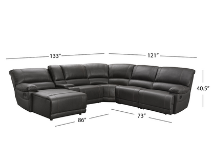 Canapé d'angle inclinable manuel Cooper - Marron