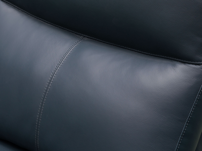 Canapé d'angle en cuir inclinable électrique Kimmel avec appuie-tête électriques - Bleu