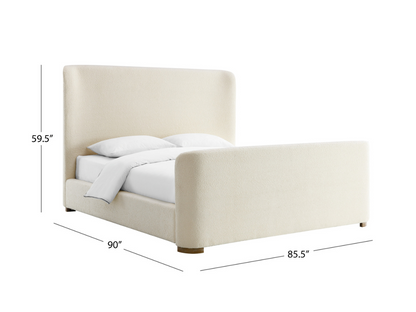 Lit traîneau en tissu bouclé Luciano de JoJo Fletcher - King - Ivoire