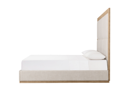 Lit Bacara Modern Classic en bois beige capitonné - Naturel - Queen