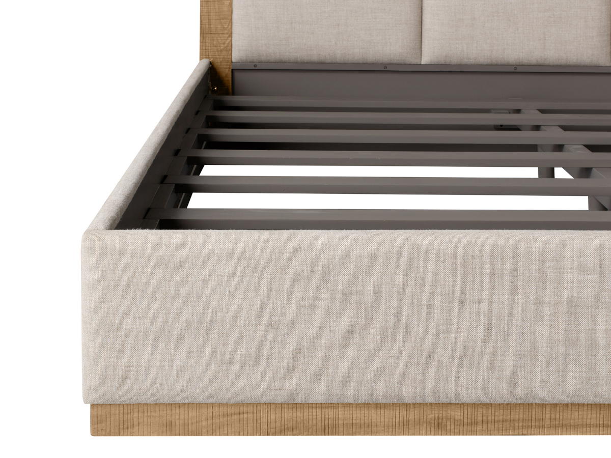 Lit Bacara Modern Classic en bois beige capitonné - Naturel - King