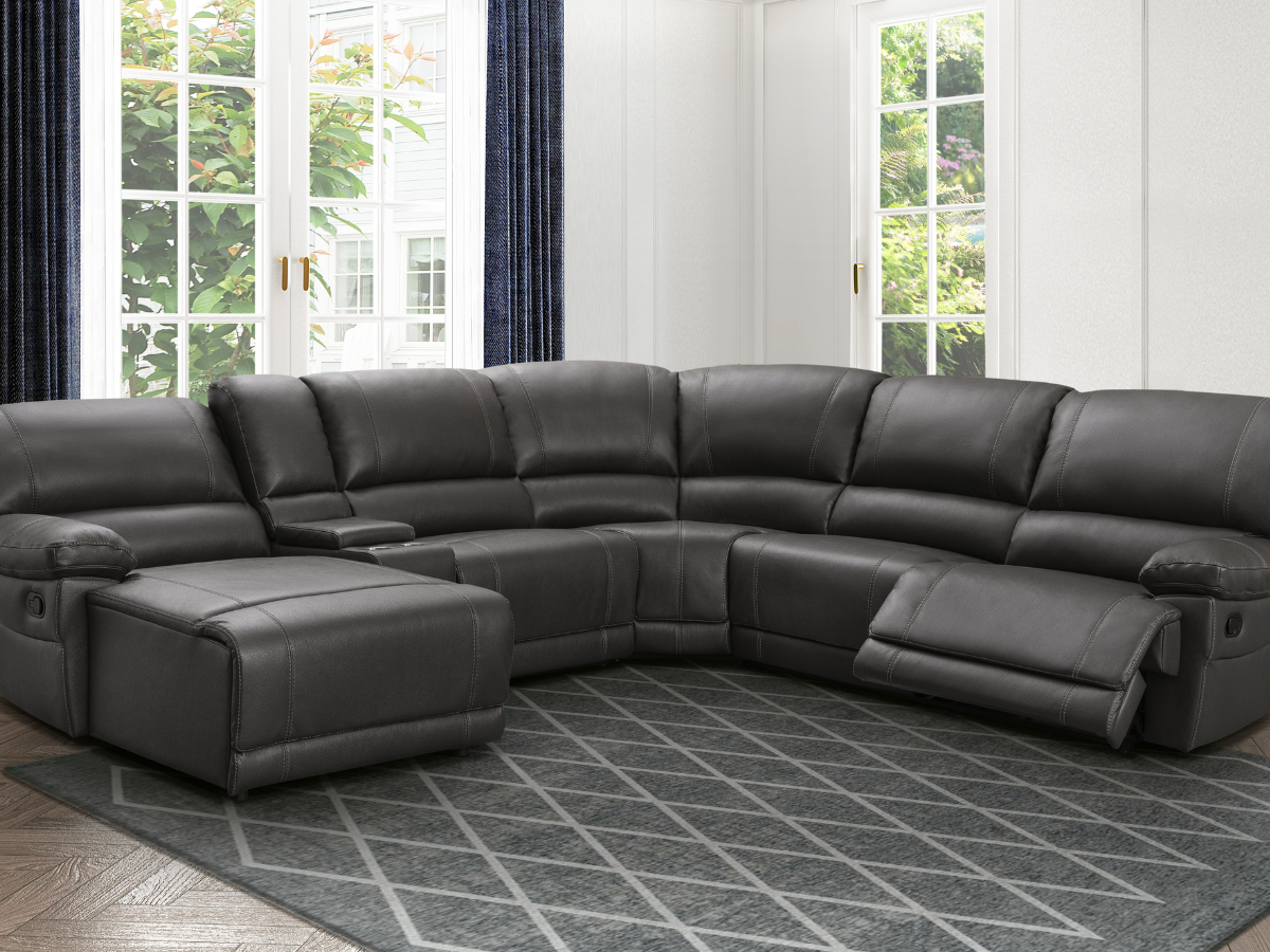 Canapé d'angle inclinable manuel Cooper - Marron