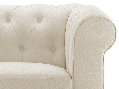 Canapé Chesterfield Gwen en tissu anti-taches - Ivoire