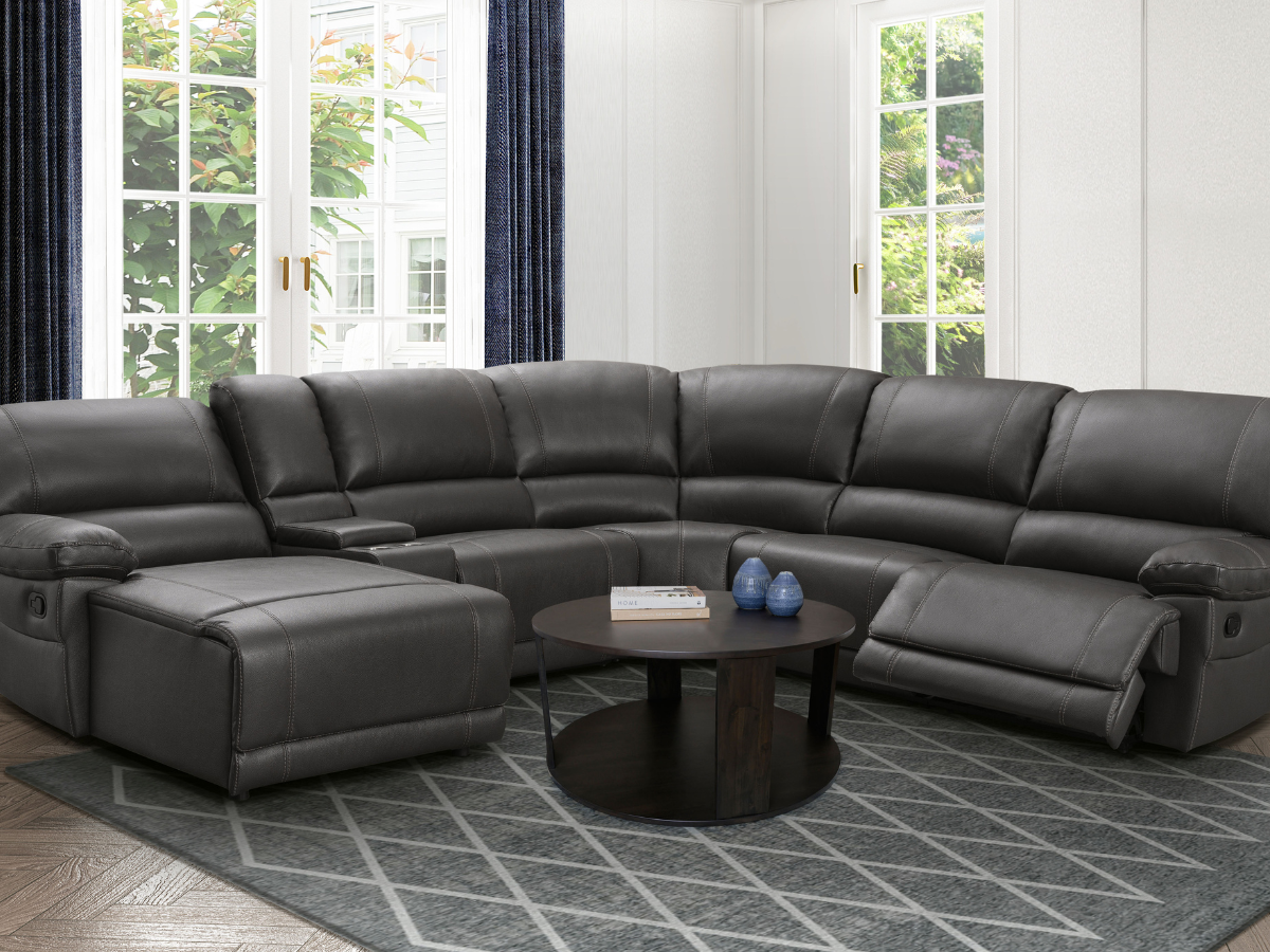 Canapé d'angle inclinable manuel Cooper - Marron