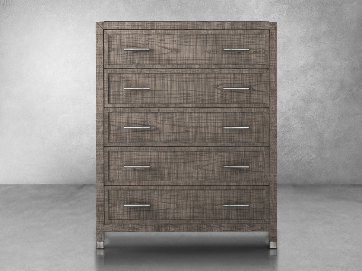 Commode Bacara Modern Classic en bois brossé à 5 tiroirs, 107 cm (42 po) - Gris