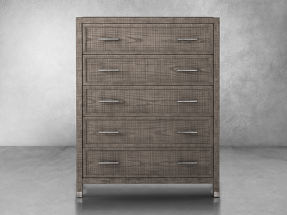 Commode Bacara Modern Classic en bois brossé à 5 tiroirs, 107 cm (42 po) - Gris