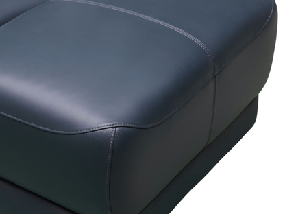 Canapé d'angle en cuir inclinable électrique Kimmel avec appuie-tête électriques - Bleu