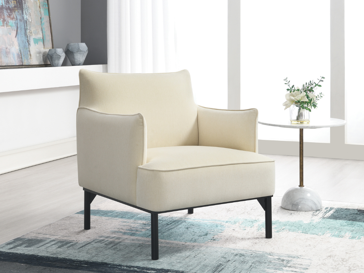 Fauteuil d'appoint Gatsby en tissu - Ivoire