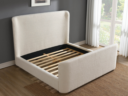 Lit traîneau en tissu bouclé Luciano de JoJo Fletcher - King - Ivoire