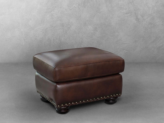 Pouf en cuir Austin - Marron
