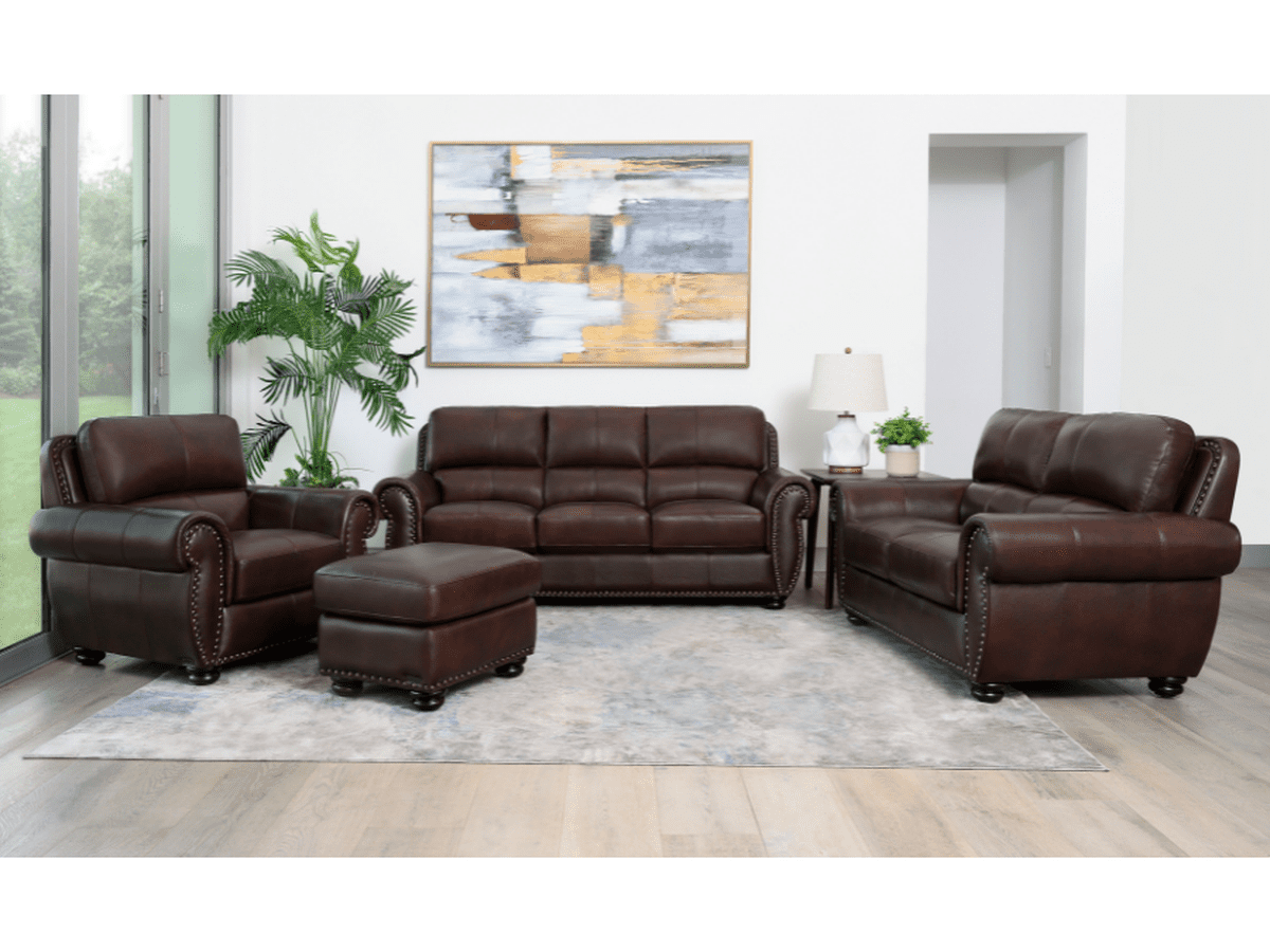 Pouf en cuir Austin - Marron