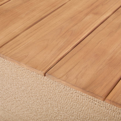 Table à manger d'extérieur en teck et corde de Bali