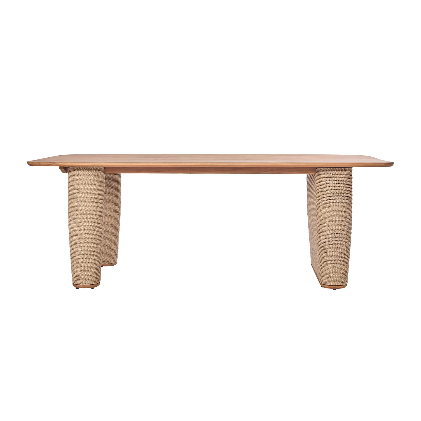 Table à manger d'extérieur en teck et corde de Bali