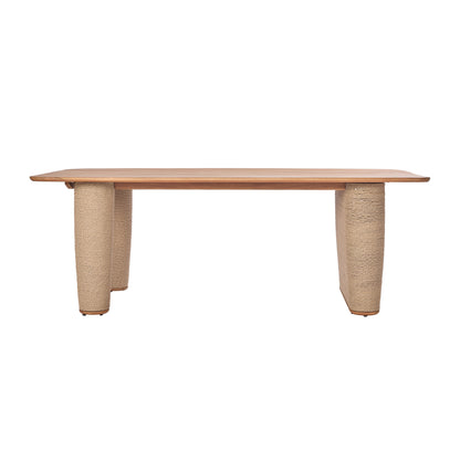 Table à manger d'extérieur en teck et corde de Bali