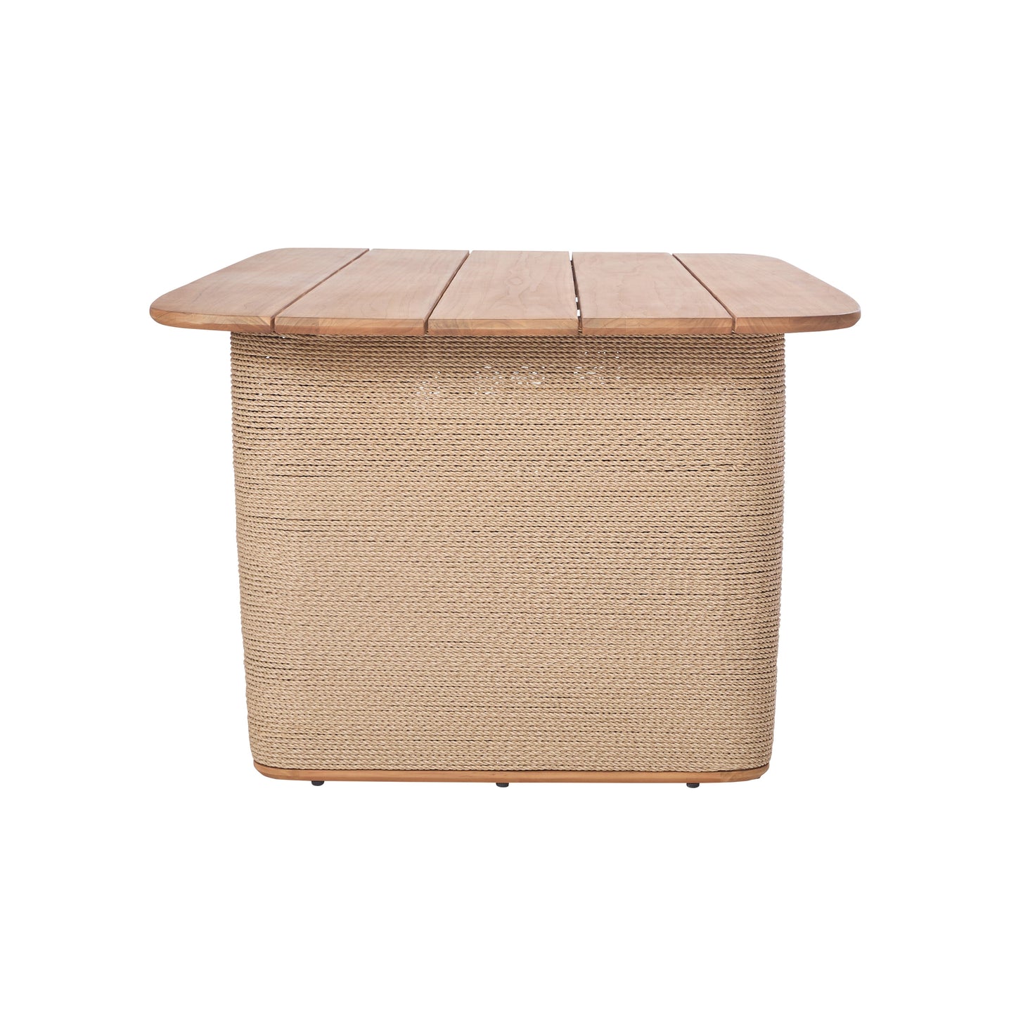 Table à manger d'extérieur en teck et corde de Bali