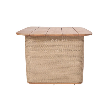 Table à manger d'extérieur en teck et corde de Bali