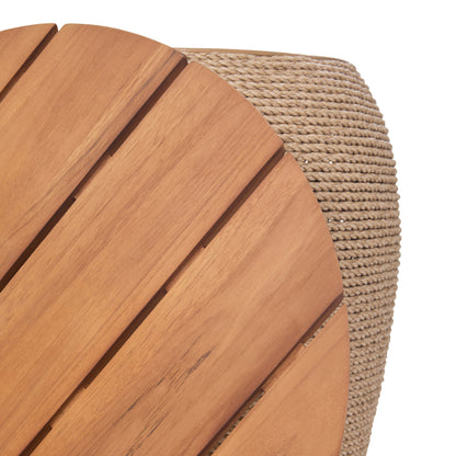 Table basse de rangement d'extérieur Bali en teck et corde