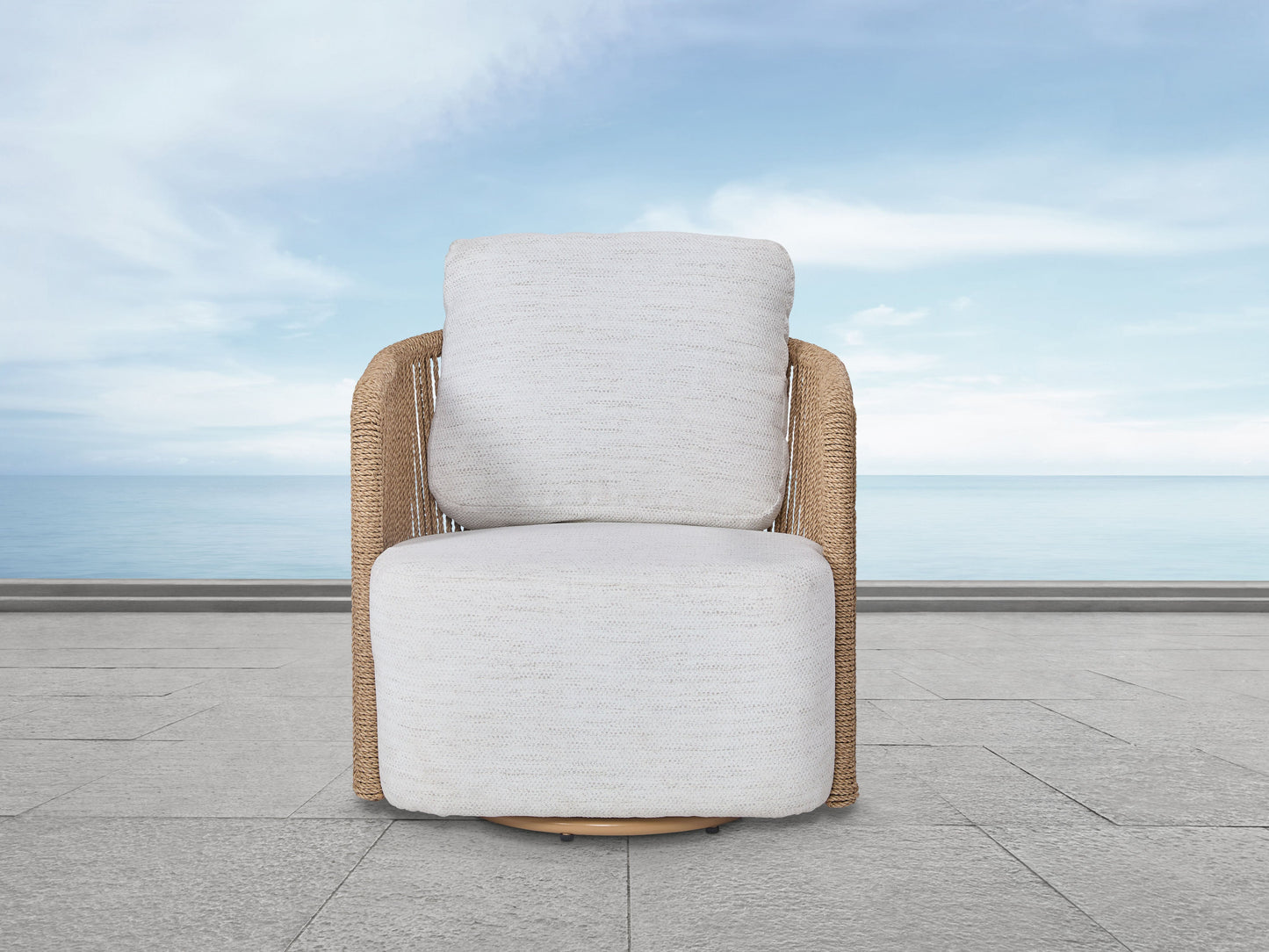 Chaise pivotante d'extérieur Bali en teck et corde