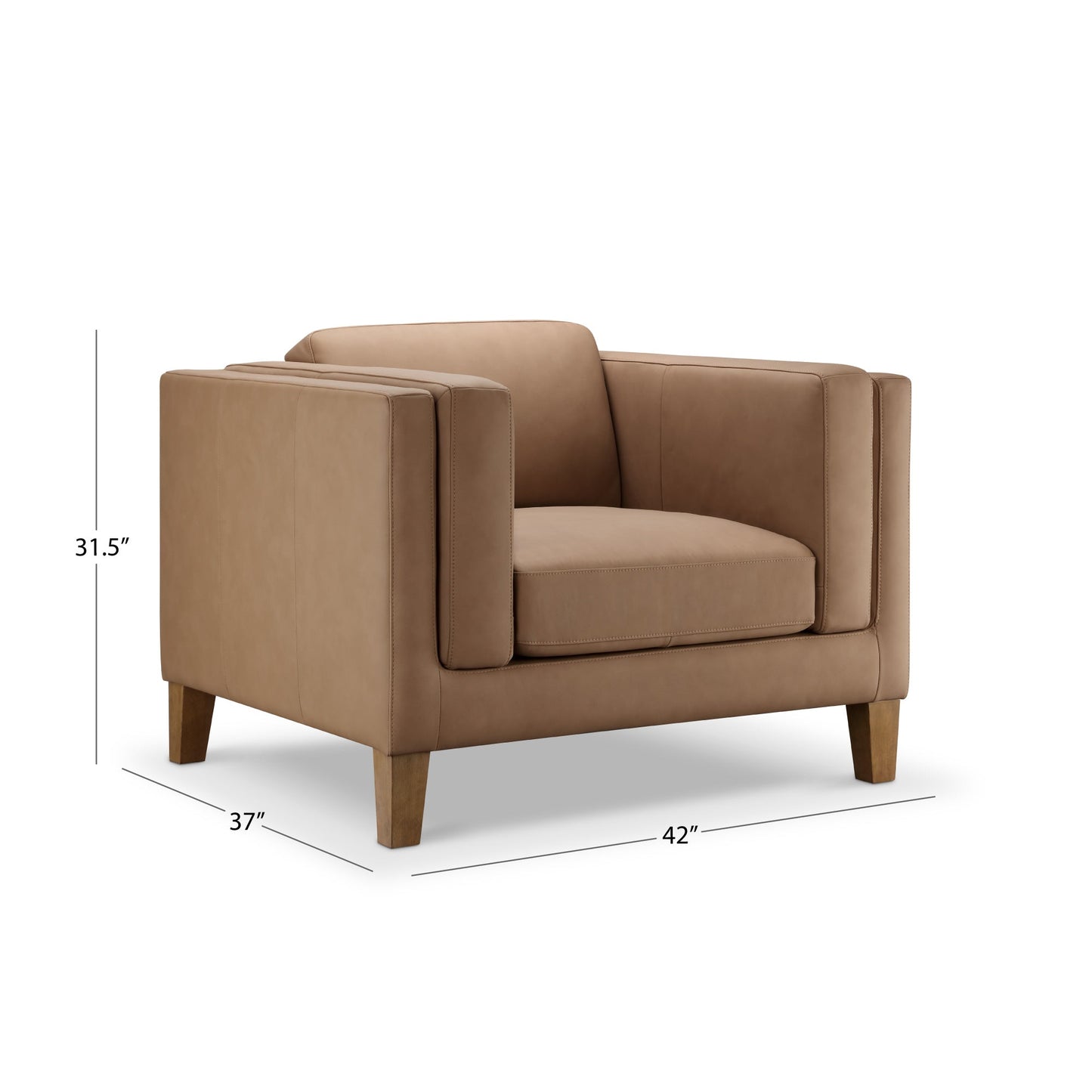 Fauteuil Boyd en cuir pleine fleur - Marron selle