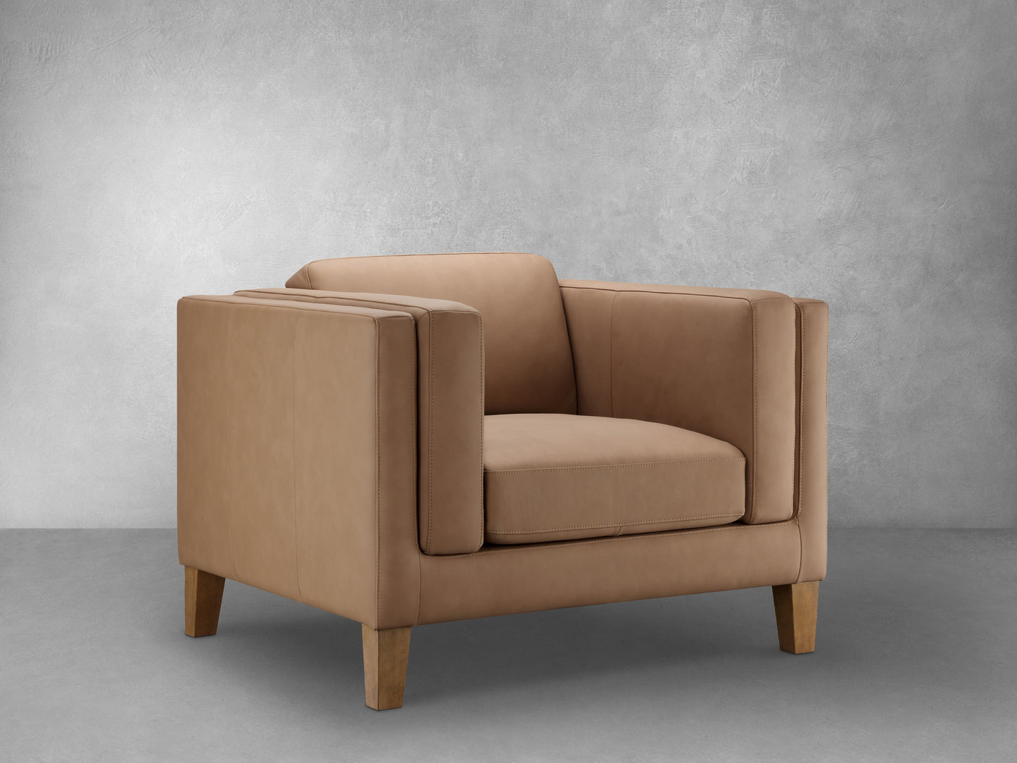 Fauteuil Boyd en cuir pleine fleur - Marron selle