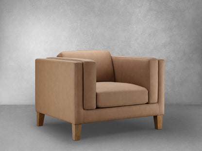 Fauteuil Boyd en cuir pleine fleur - Marron selle