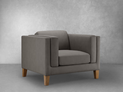 Fauteuil Boyd en cuir pleine fleur - Gris