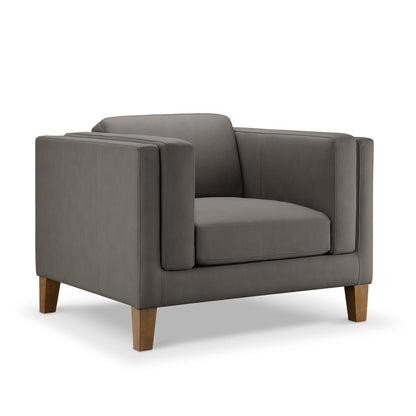 Fauteuil Boyd en cuir pleine fleur - Gris