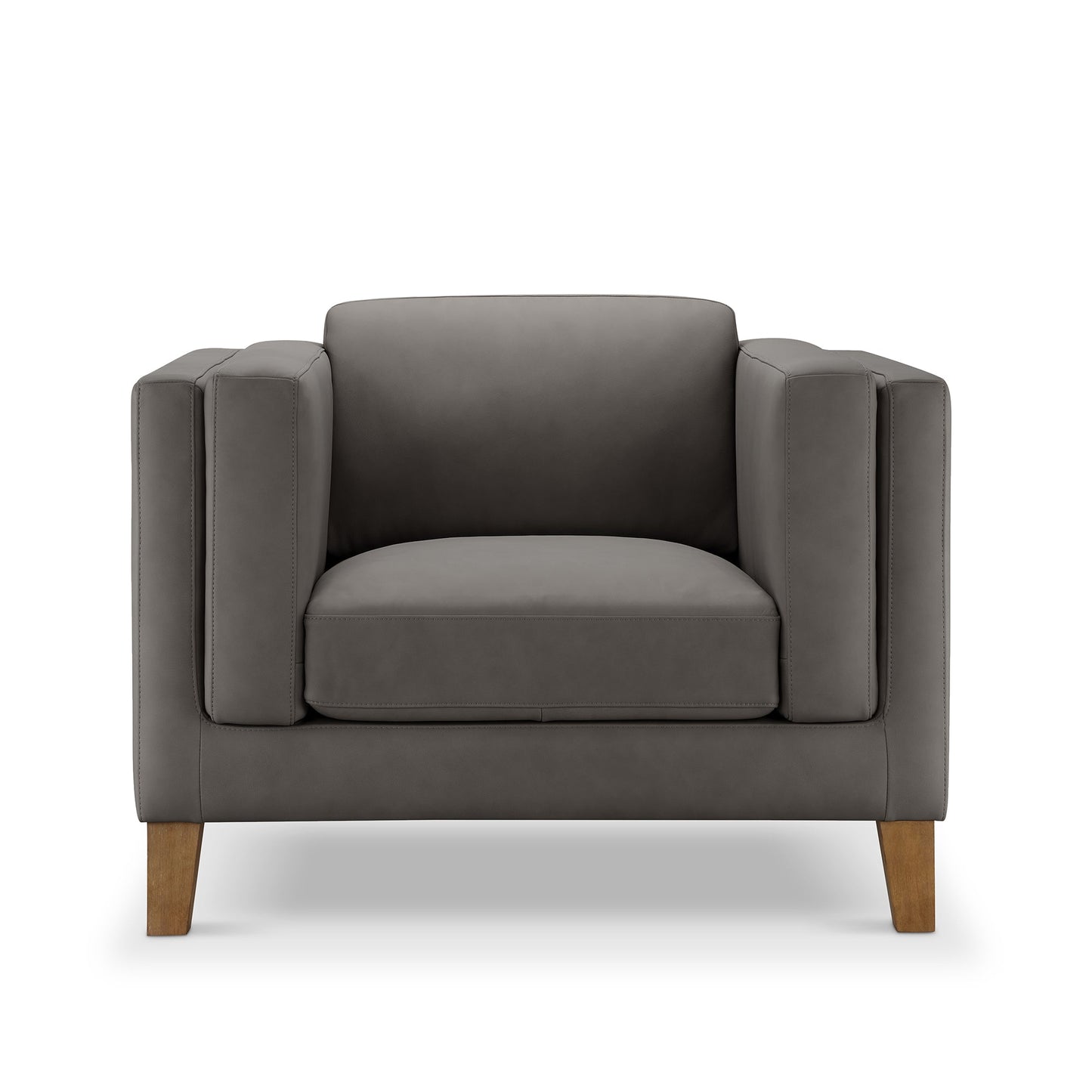 Fauteuil Boyd en cuir pleine fleur - Gris