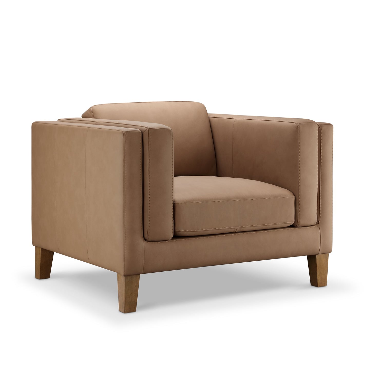 Fauteuil Boyd en cuir pleine fleur - Marron selle