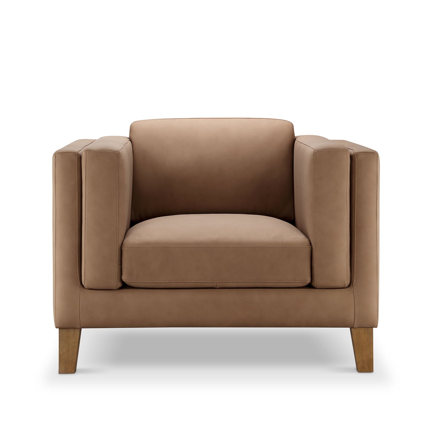 Fauteuil Boyd en cuir pleine fleur - Marron selle