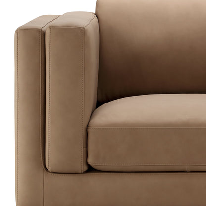 Fauteuil Boyd en cuir pleine fleur - Marron selle