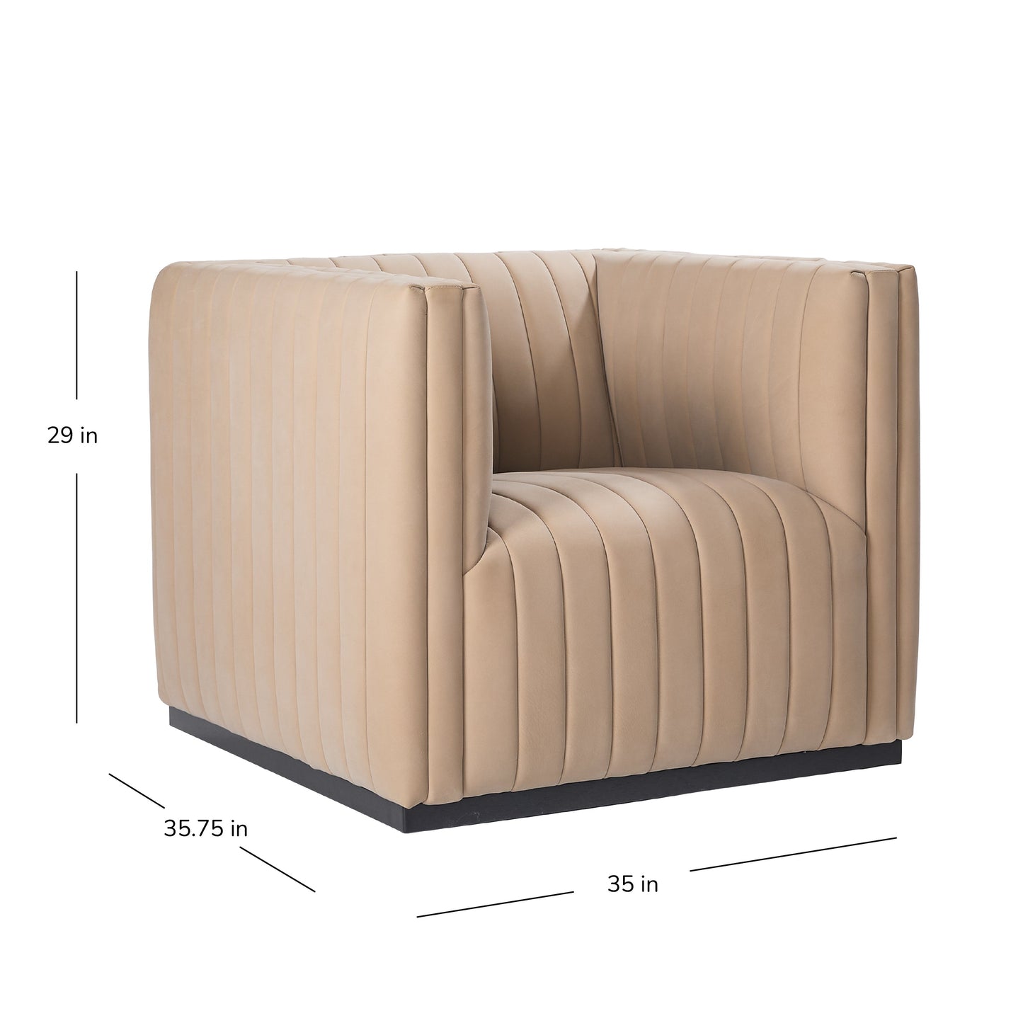 Fauteuil pivotant à canaux en cuir pleine fleur Vail