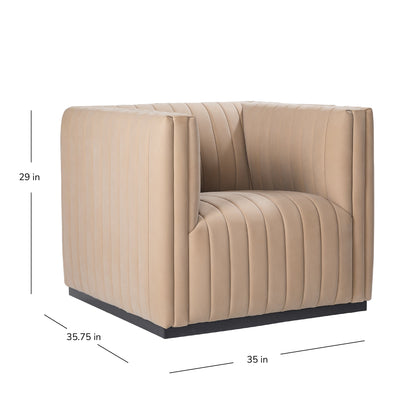 Fauteuil pivotant à canaux en cuir pleine fleur Vail