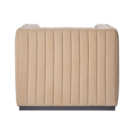 Fauteuil pivotant à canaux en cuir pleine fleur Vail