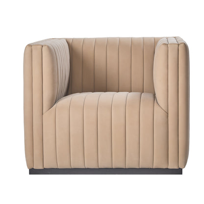 Fauteuil pivotant à canaux en cuir pleine fleur Vail