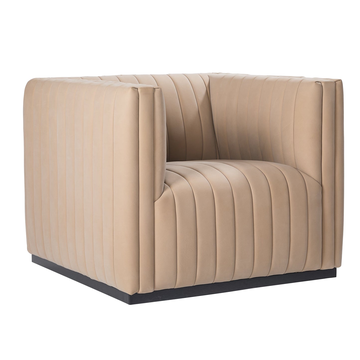 Fauteuil pivotant à canaux en cuir pleine fleur Vail