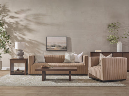 Canapé Vail en cuir pleine fleur à canaux