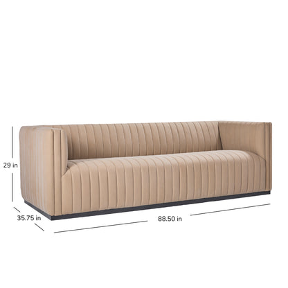 Canapé Vail en cuir pleine fleur à canaux