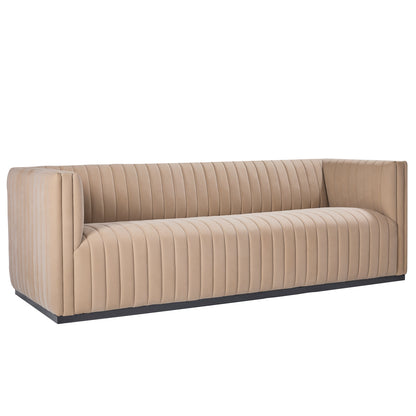 Canapé Vail en cuir pleine fleur à canaux