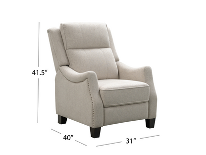 Fauteuil inclinable Calvin en tissu capitonné - Crème