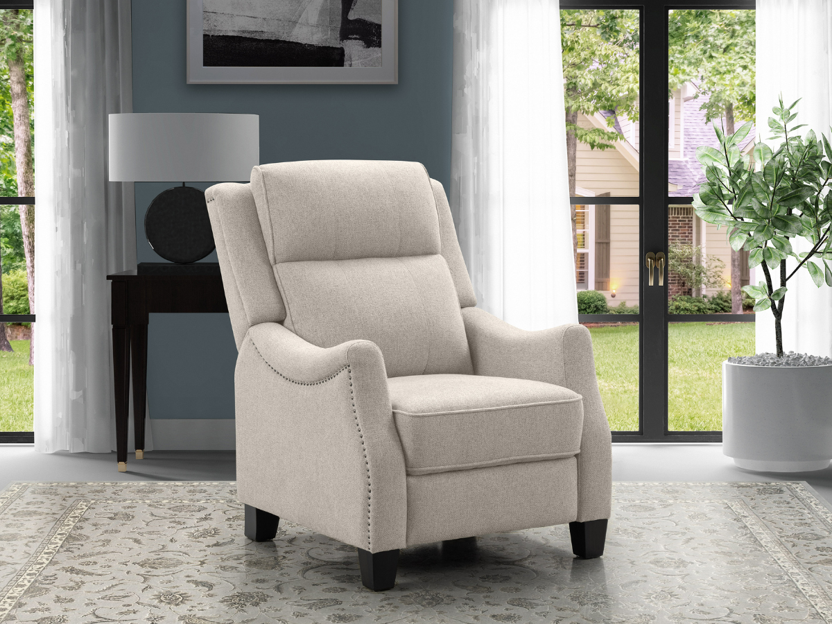 Fauteuil inclinable Calvin en tissu capitonné - Crème
