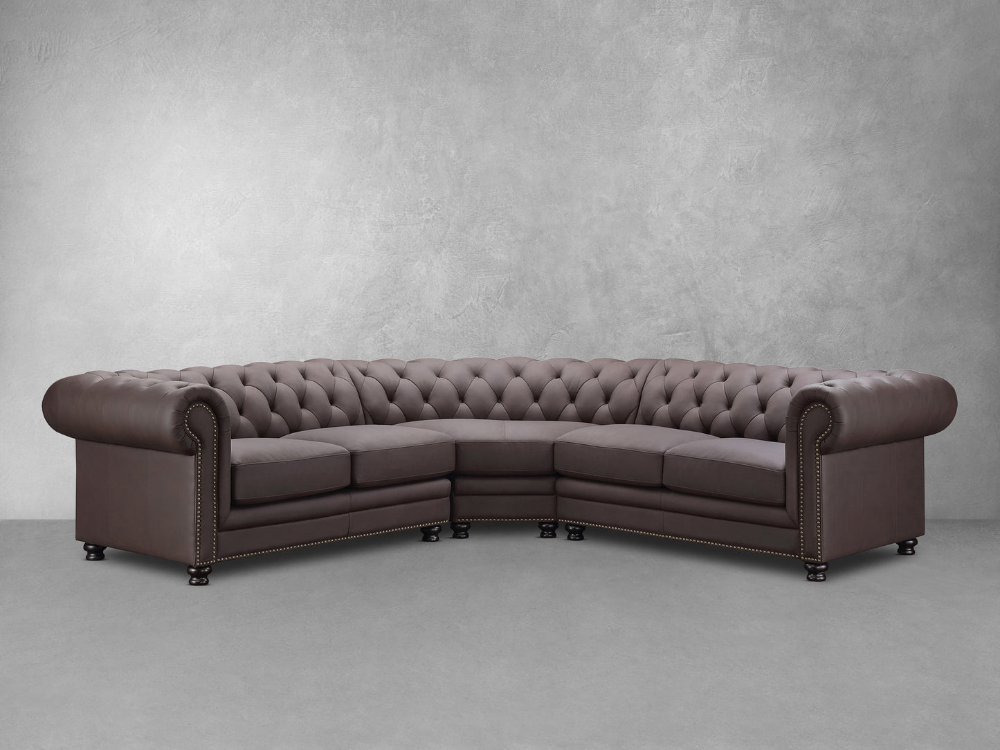 Canapé d'angle Chesterfield en cuir Culver 3 pièces, marron
