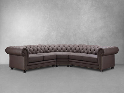 Canapé d'angle Chesterfield en cuir Culver 3 pièces, marron